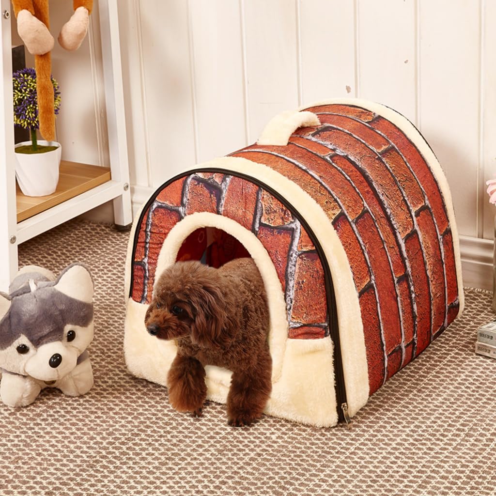 Qpets Cat House Winter, Dog Beds and Houses, Cozy house with Detachable Roof, Portable Handle All Season Use Cat Bed, Creative Print Pet House for Small Medium Cat or Dog, L Qpets Cat House Winter, Dog Beds and Houses, Cozy house with Detachable Roof, Portable Handle All Season Use Cat Bed, Creative Print Pet House for Small Medium Cat or Dog, L